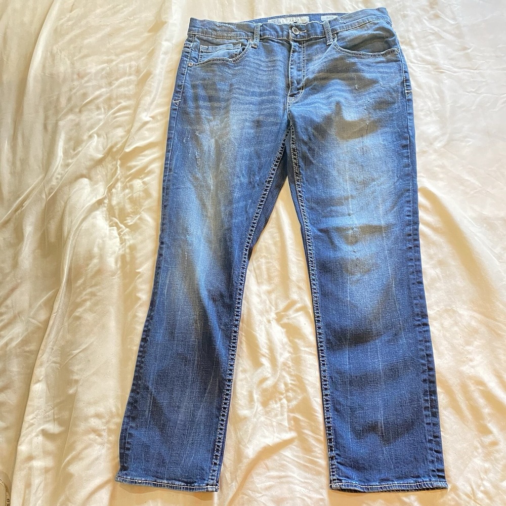 BKE Jake Jeans Mens 36x28.5 Straight‎ Leg Blue Denim Med Wash Stretch Mid Rise